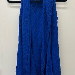 Vibrant Blue Textured Sleeveless Vest